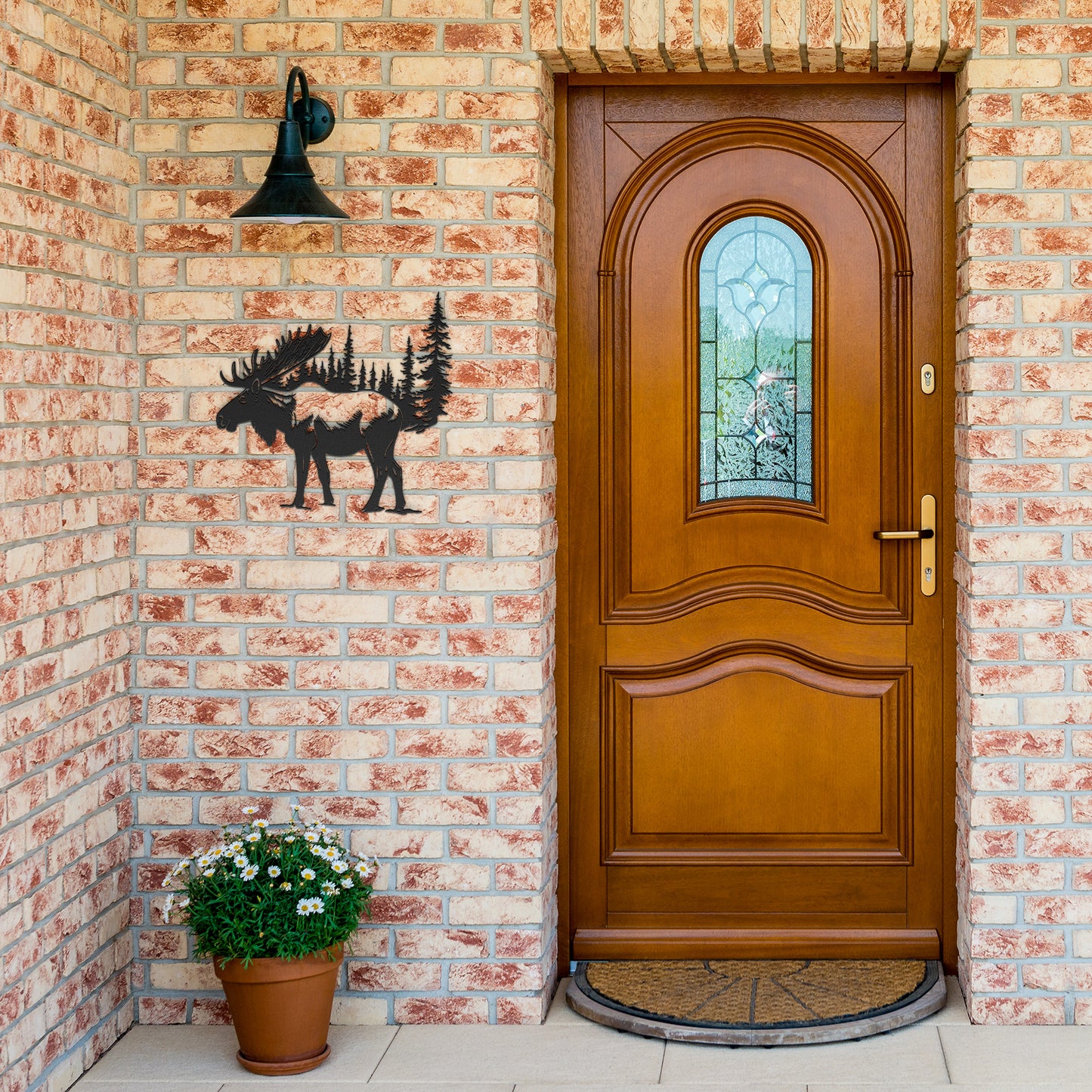 Moose In A Forest Scene Metal Sign, Moose Cabin Metal Outdoor Sign, Hunting Sign