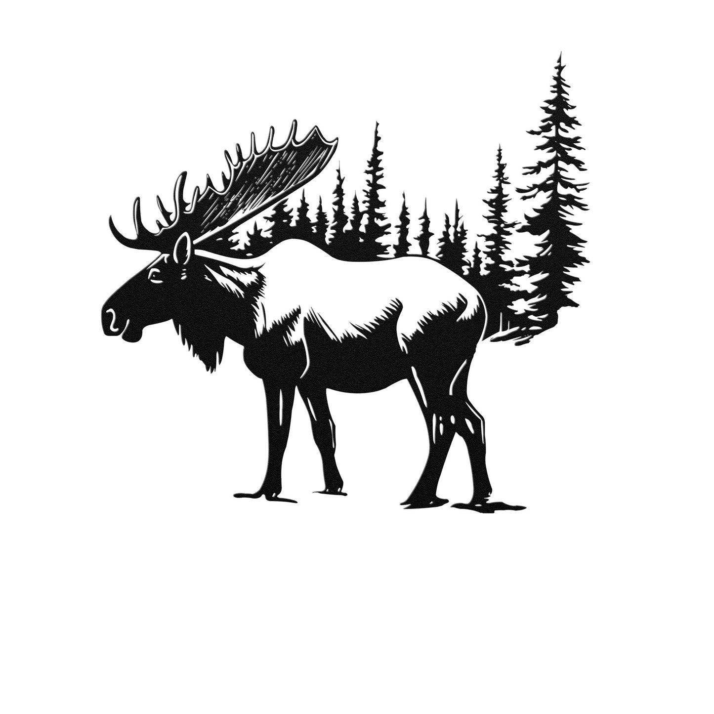 Moose In A Forest Scene Metal Sign, Moose Cabin Metal Outdoor Sign, Hunting Sign