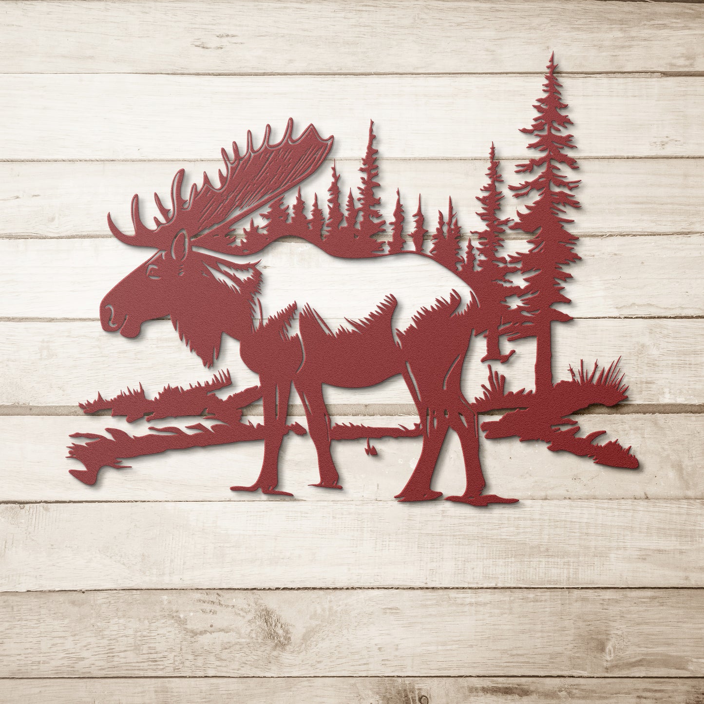 Moose In A Forest Scene Metal Sign, Moose Cabin Metal Outdoor Sign, Hunting Sign