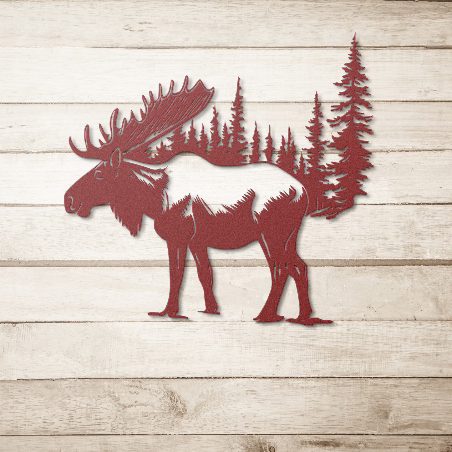 Moose In A Forest Scene Metal Sign, Moose Cabin Metal Outdoor Sign, Hunting Sign