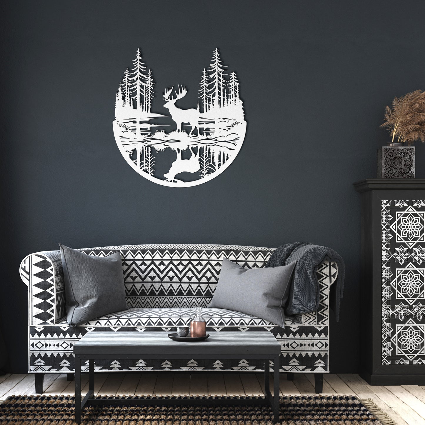 Moose In A Forest Scene Metal Sign, Moose Cabin Metal Outdoor Sign, Hunting Sign