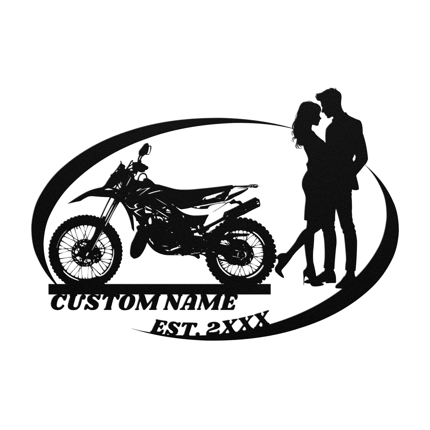 Motorcycle Couple Metal Sign, dirt bike, Boyfriend Girlfriend Gift, Anniversary Gift, Biker Husband Wife Gift, Christmas Gift