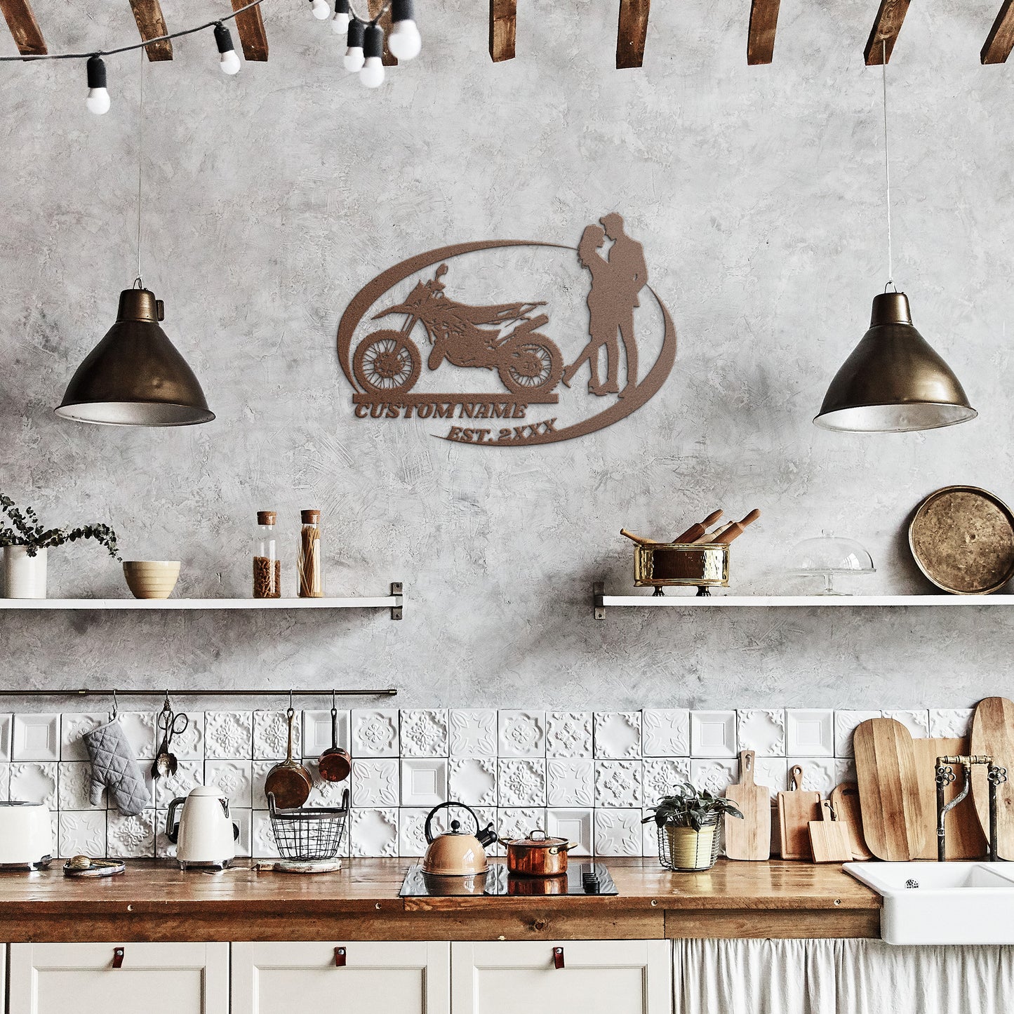 Motorcycle Couple Metal Sign, dirt bike, Boyfriend Girlfriend Gift, Anniversary Gift, Biker Husband Wife Gift, Christmas Gift