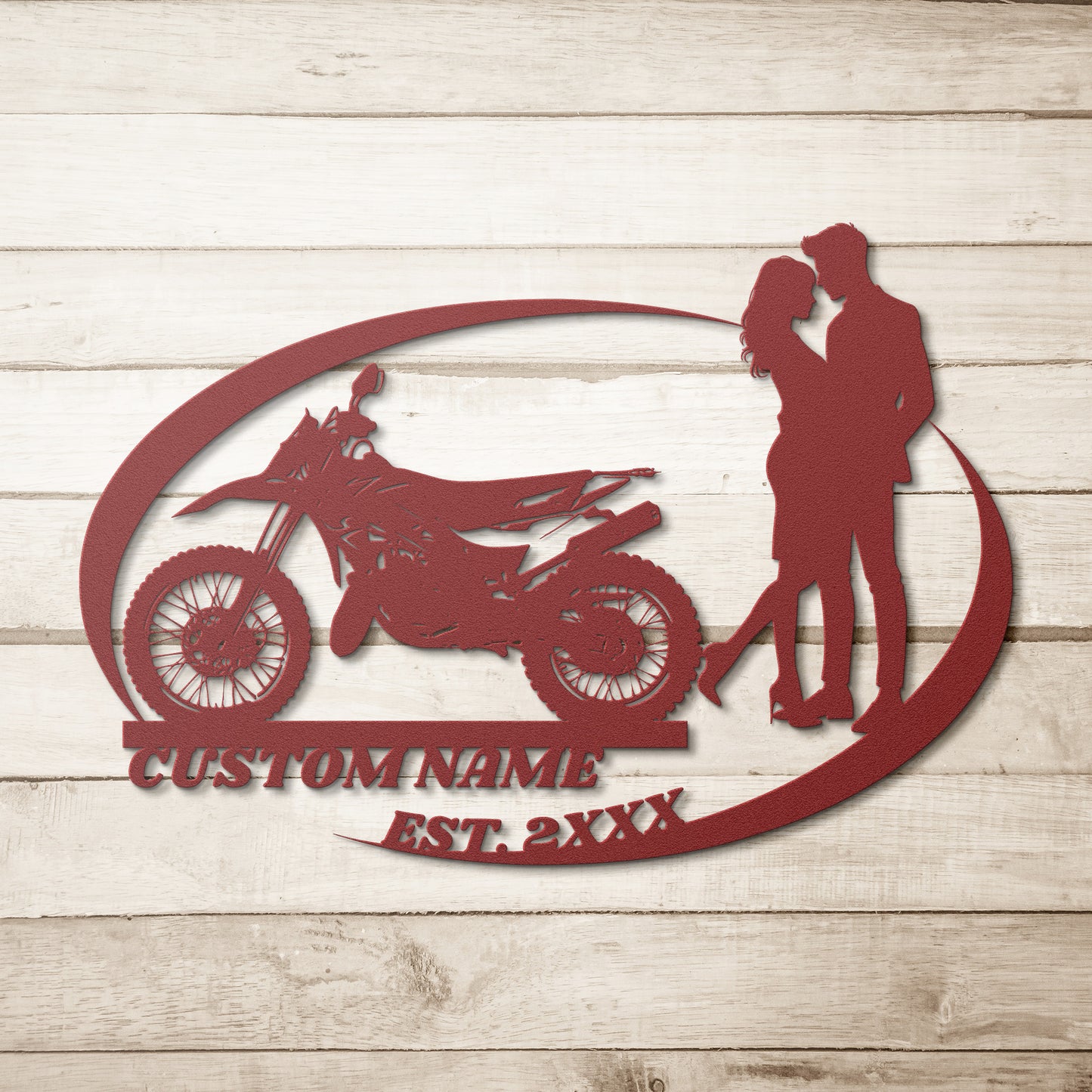 Motorcycle Couple Metal Sign, dirt bike, Boyfriend Girlfriend Gift, Anniversary Gift, Biker Husband Wife Gift, Christmas Gift