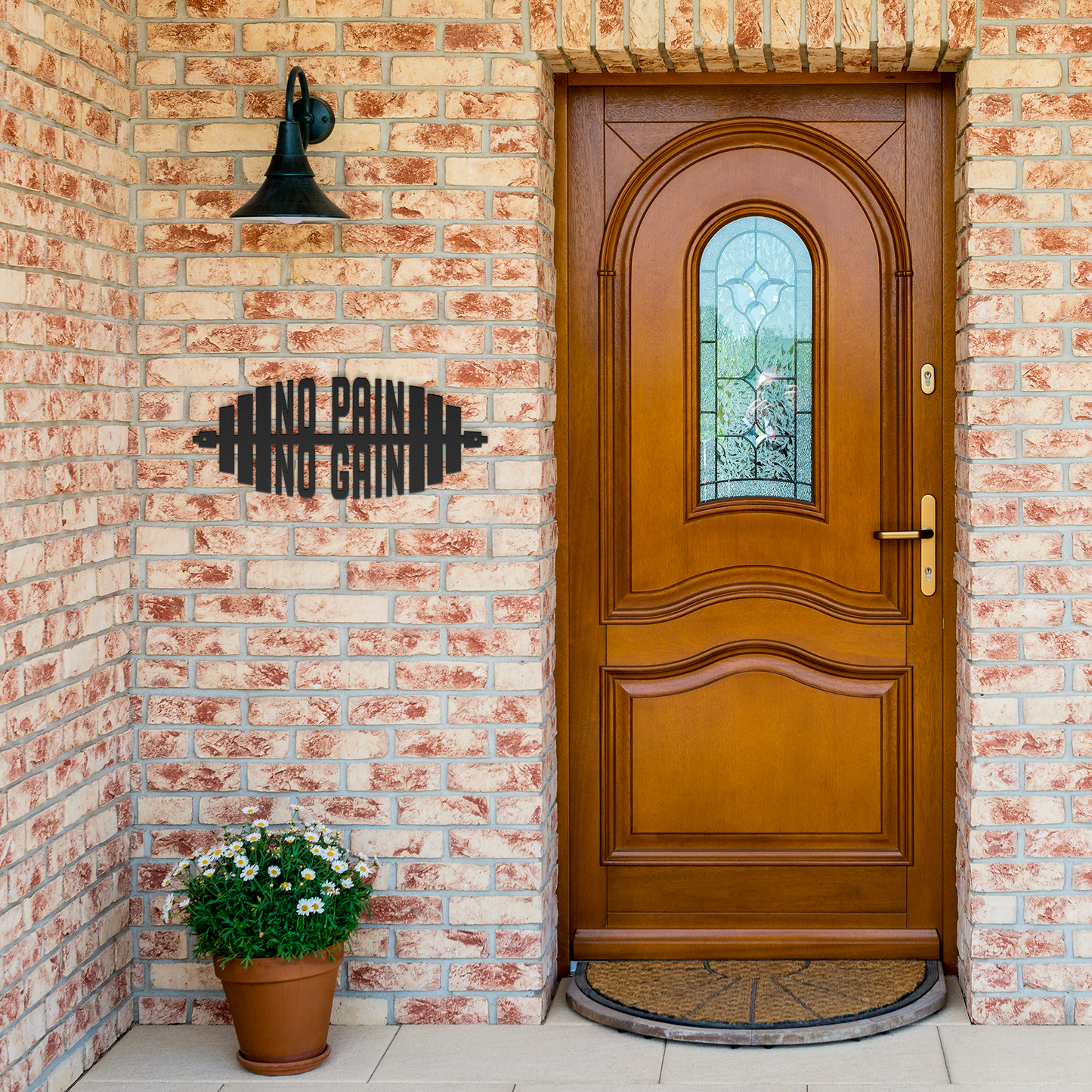 No_Pain_No_Gain_Gym_Sign_Motivational_G_Black_Brick_Entrance_Mockup.png