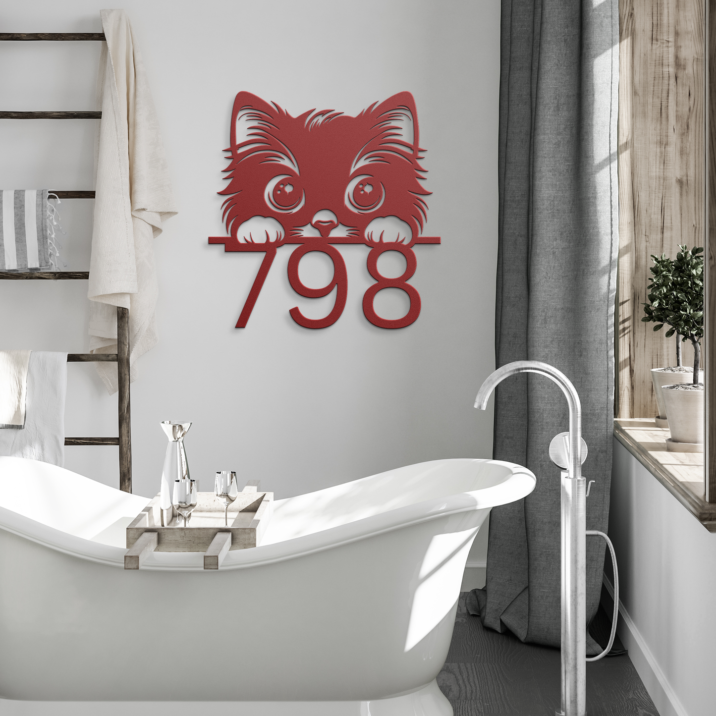 Peeking_Cat_Front_Door_Address_Metal_Sig_Red_Modern_Bathroom_Mockup.png