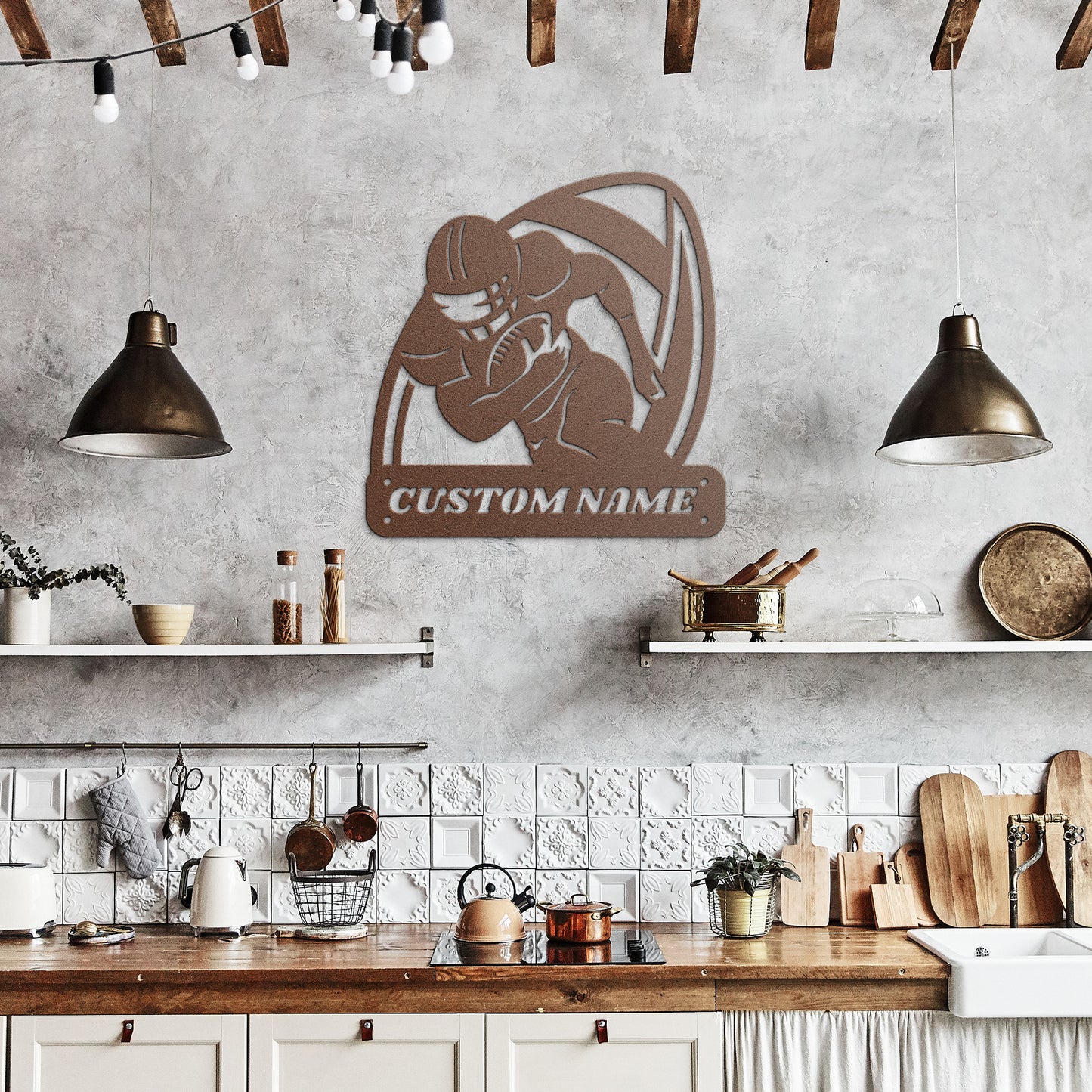 Personalized American Football Player Name, Custom Football Monogram Metal Sign, Football Gift, Personalized Name Sign