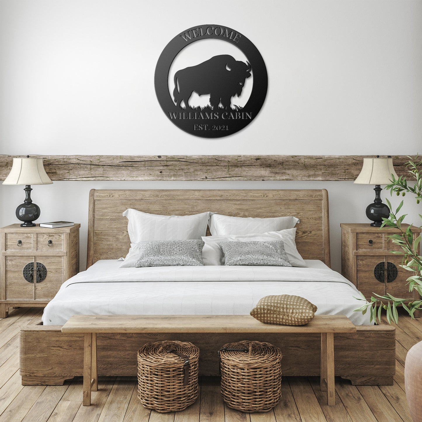 Personalized American bison metal sign, Buffalo Decor Cabin sign, Address Sign, Ranch Metal Sign, Farm Sign