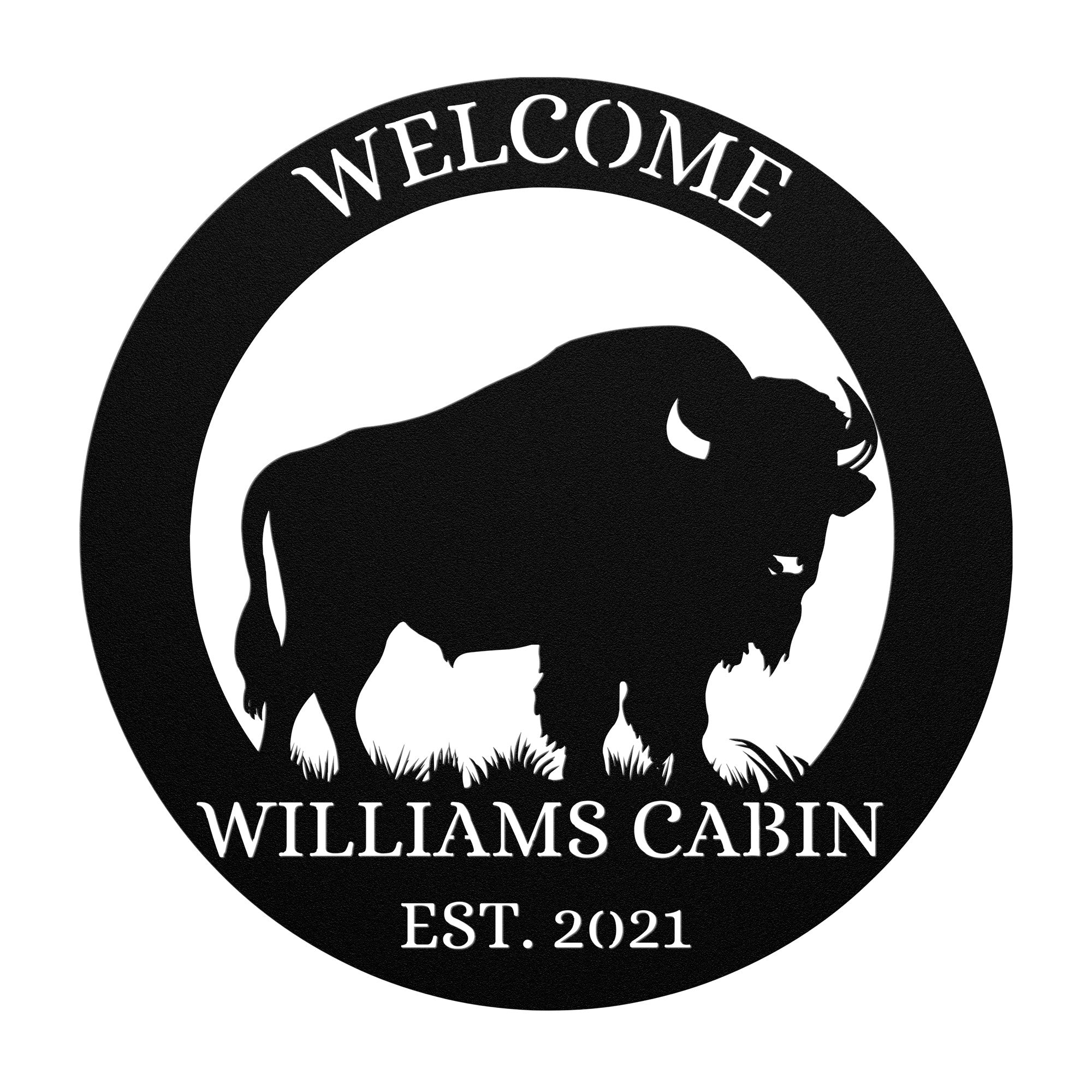 Personalized American bison metal sign, Buffalo Decor Cabin sign, Addr ...