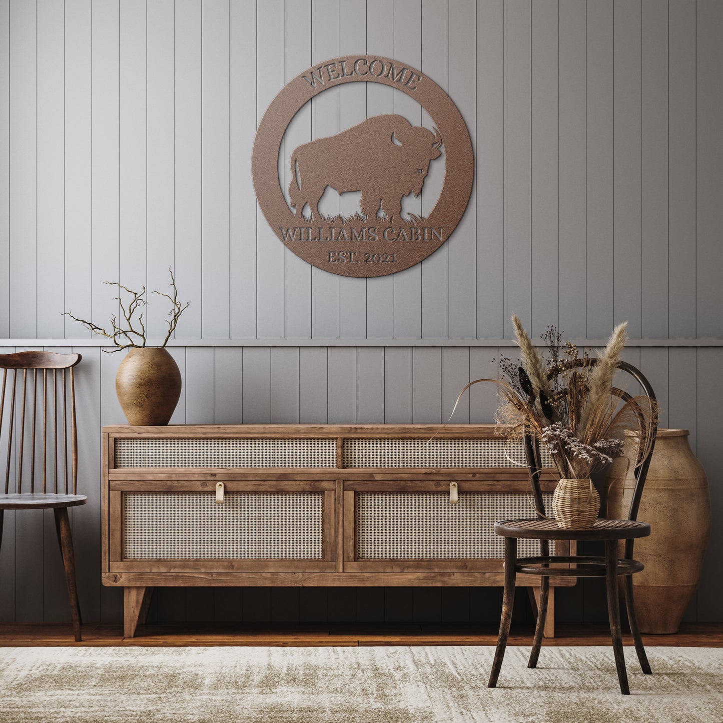 Personalized American bison metal sign, Buffalo Decor Cabin sign, Address Sign, Ranch Metal Sign, Farm Sign