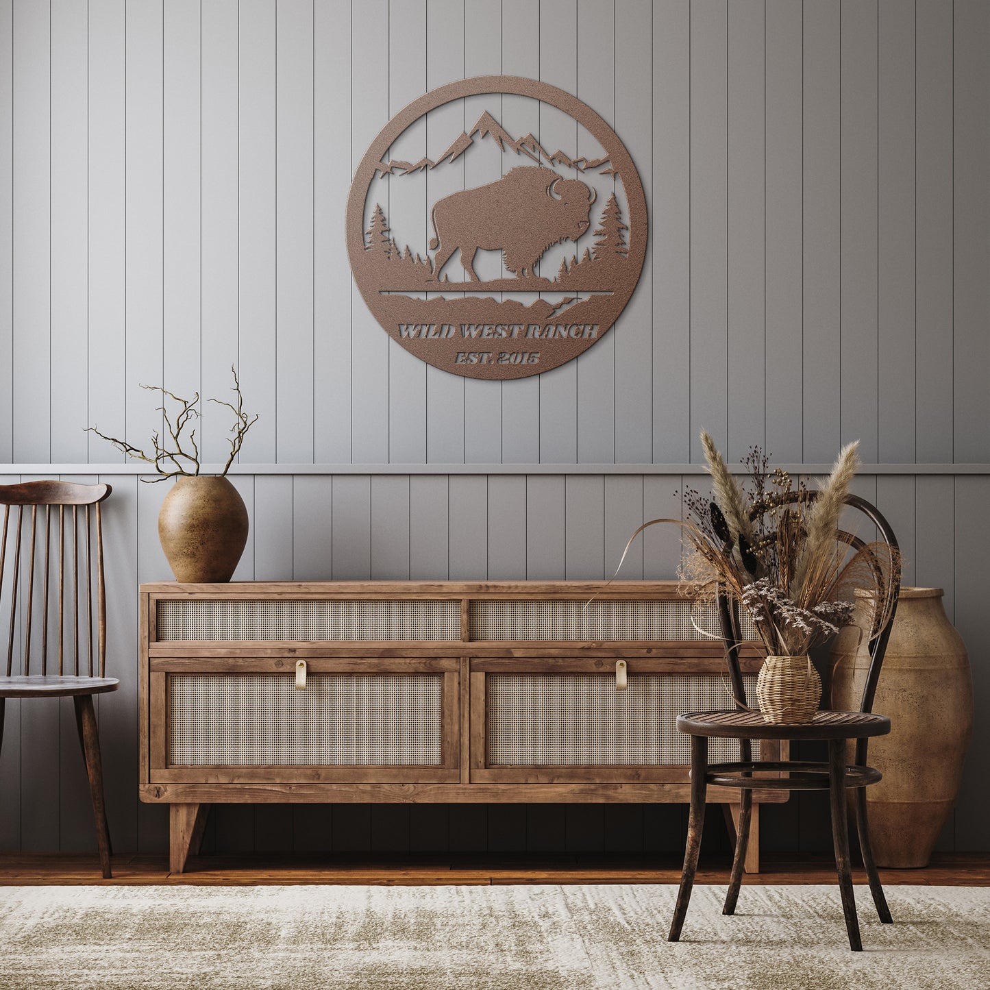 Personalized American bison metal sign, Buffalo Decor Cabin sign, Address Sign, Ranch Metal Sign, Farm Sign