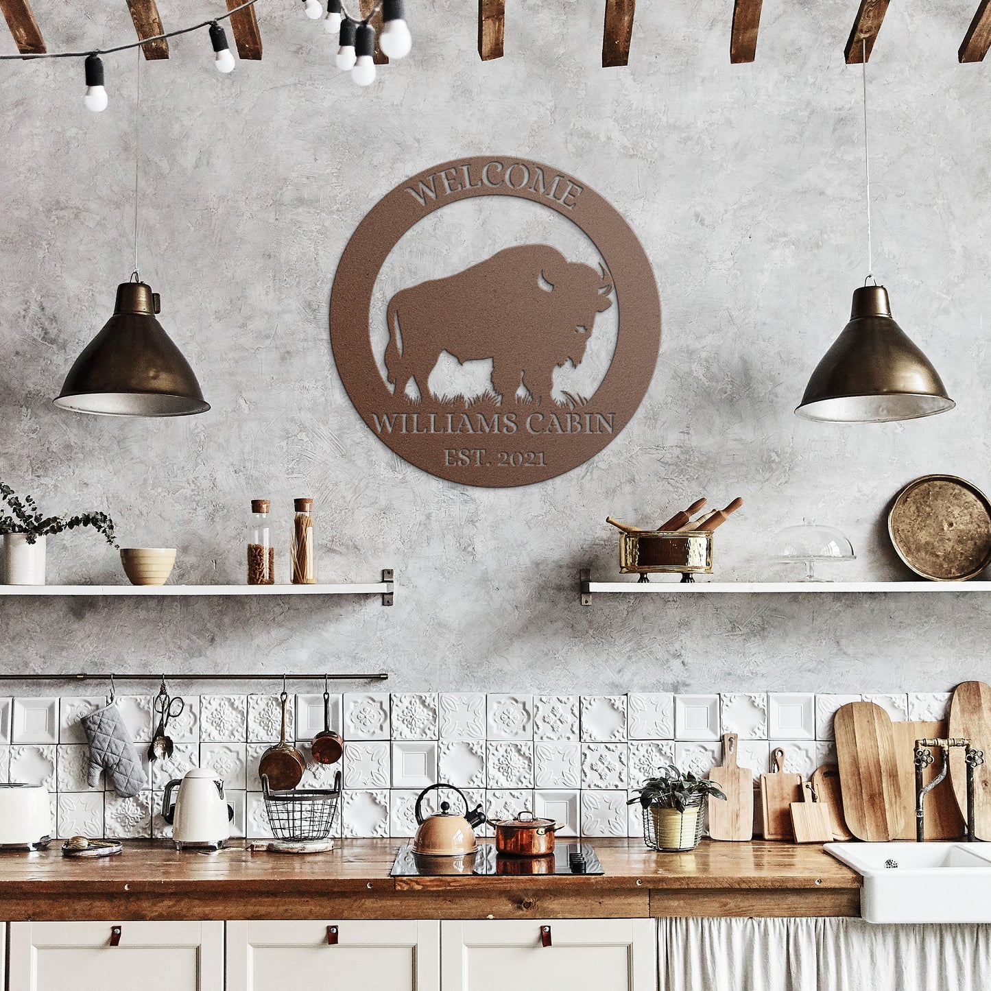 Personalized American bison metal sign, Buffalo Decor Cabin sign, Address Sign, Ranch Metal Sign, Farm Sign