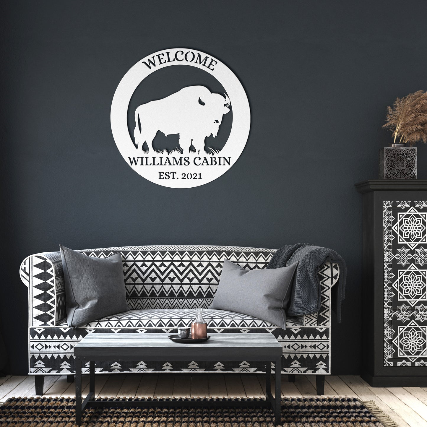 Personalized American bison metal sign, Buffalo Decor Cabin sign, Address Sign, Ranch Metal Sign, Farm Sign