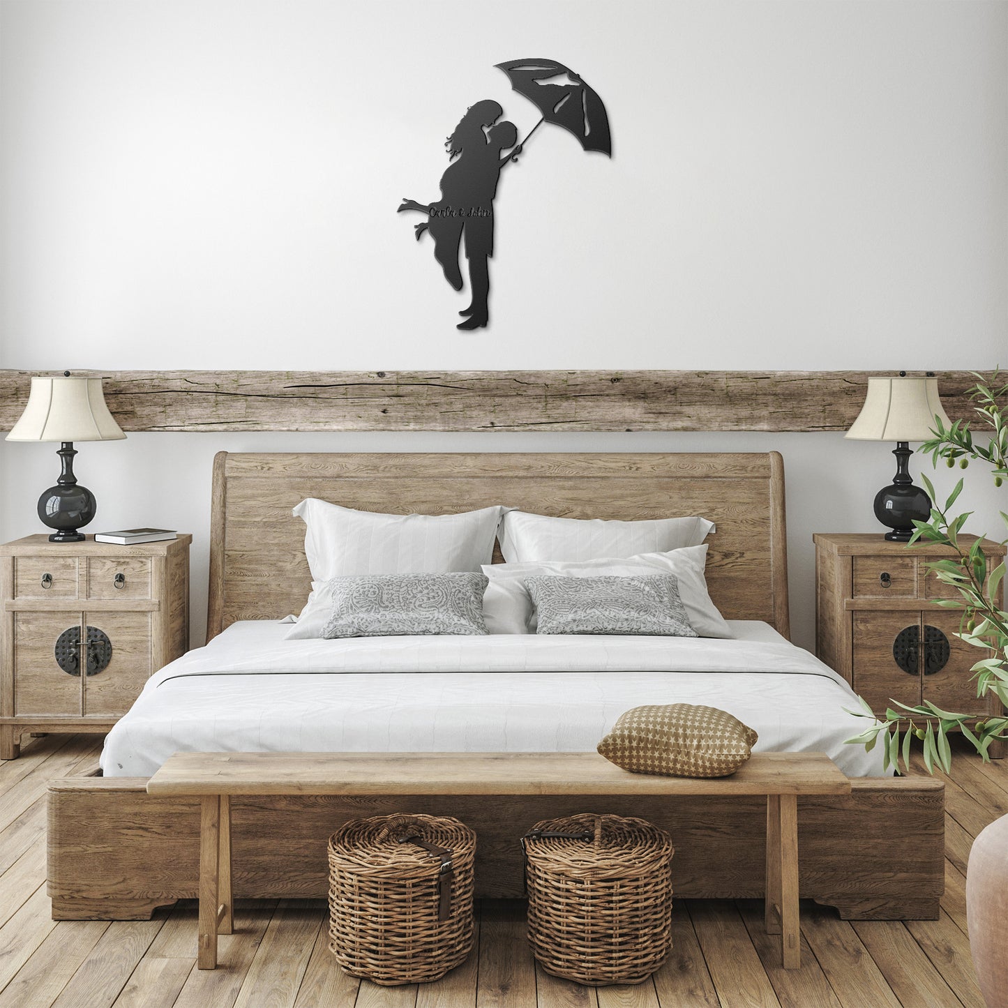 Personalized Couple Under Umbrella Metal Wall Art, Romantic Couples Sign, valentine Sign, Anniversary Gift