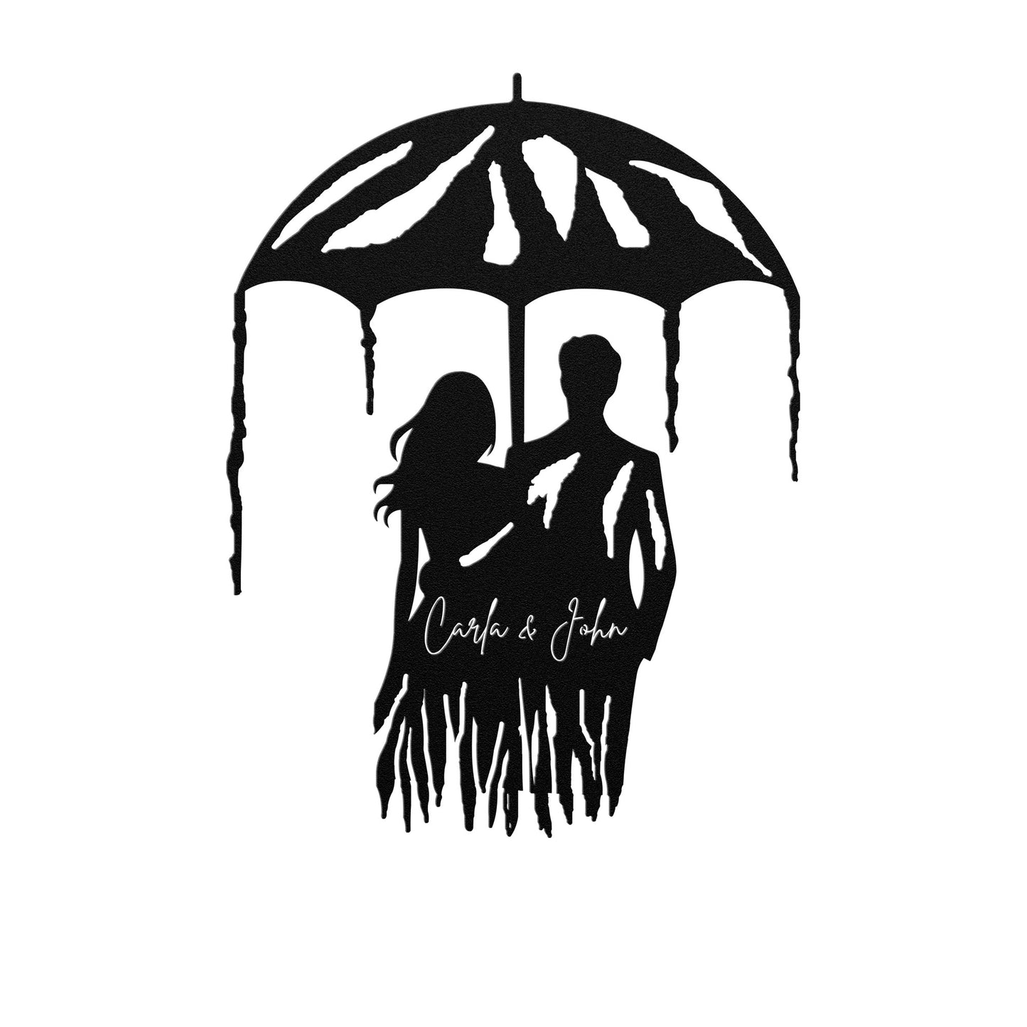 Personalized Couple Under Umbrella Metal Wall Art, Romantic Couples Sign, valentine Sign, Anniversary Gift