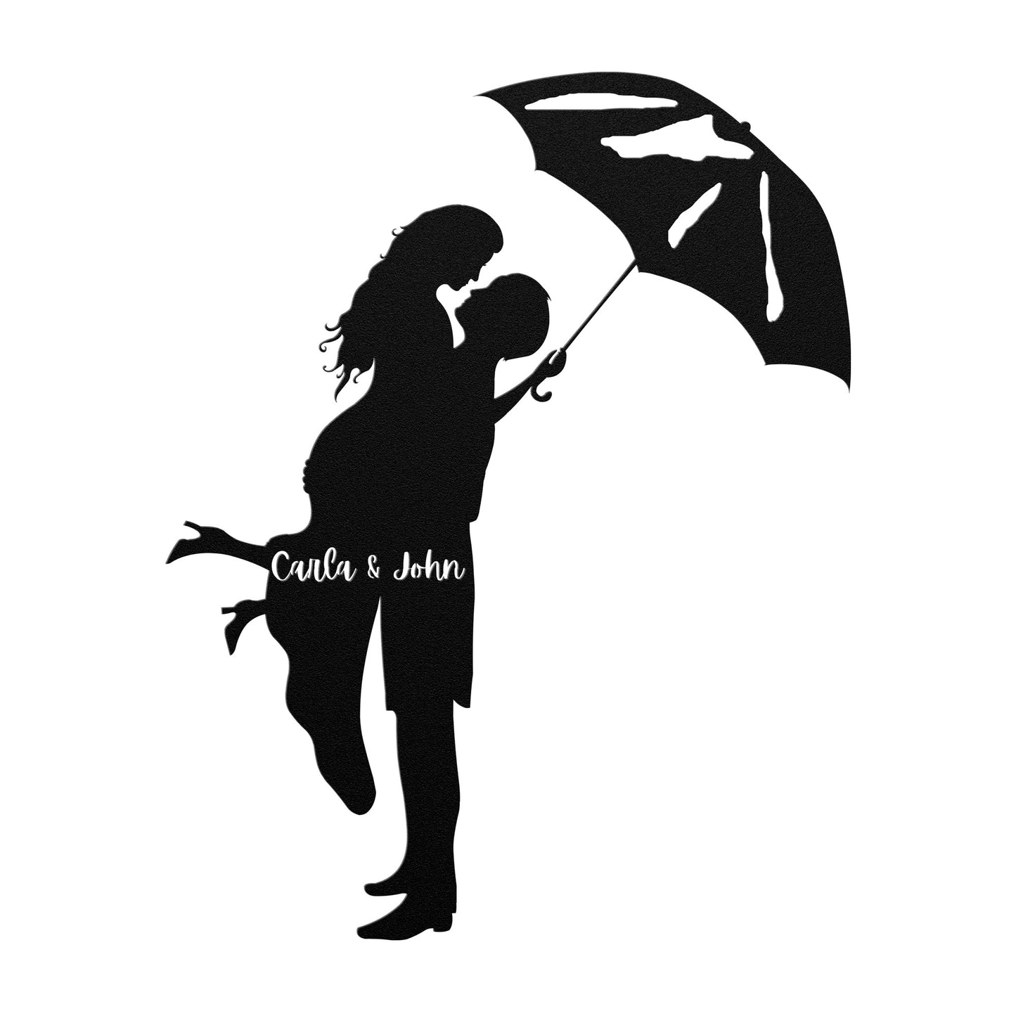 Personalized Couple Under Umbrella Metal Wall Art, Romantic Couples Sign, valentine Sign, Anniversary Gift