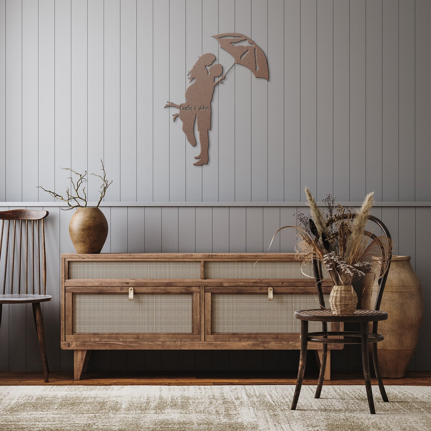 Personalized Couple Under Umbrella Metal Wall Art, Romantic Couples Sign, valentine Sign, Anniversary Gift