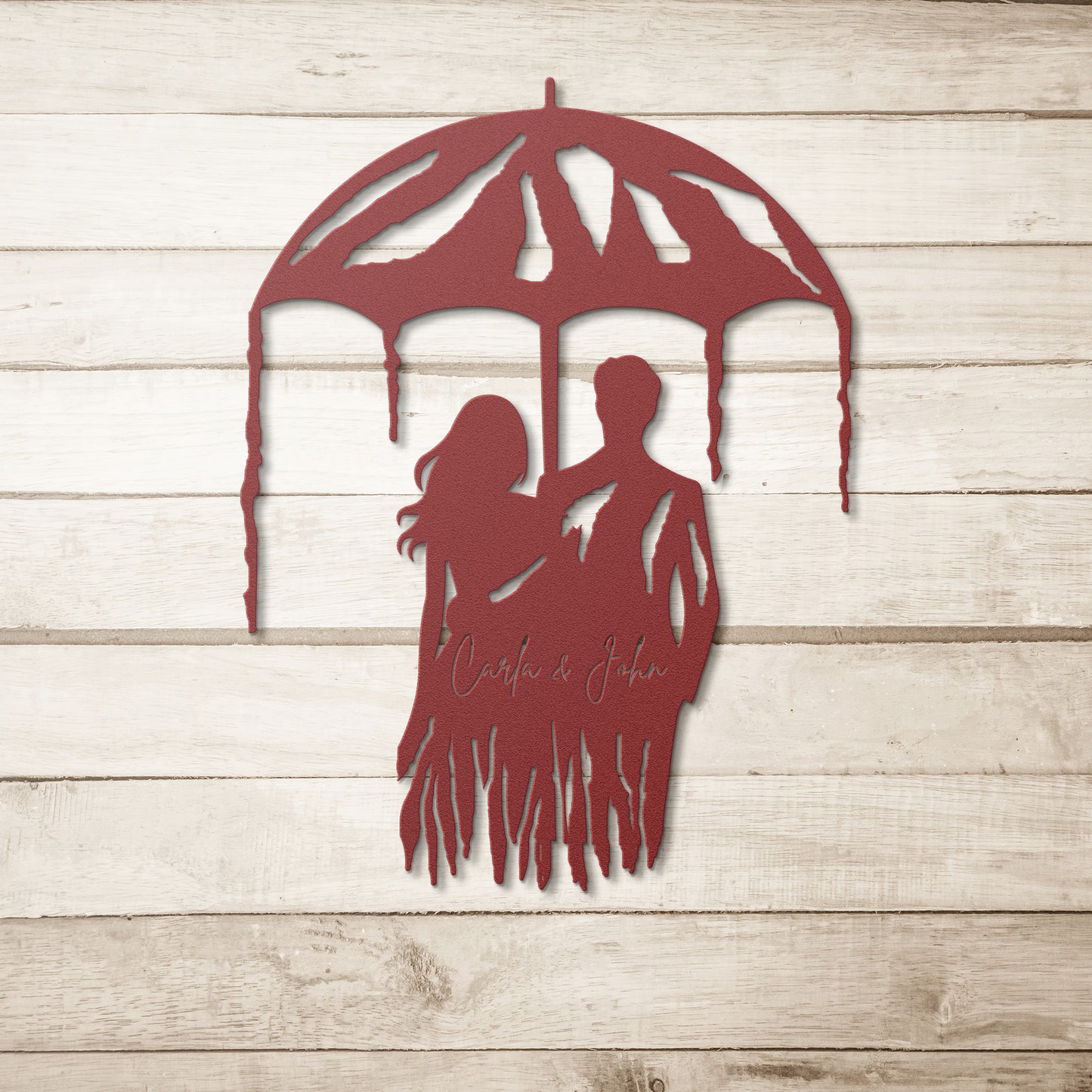 Personalized Couple Under Umbrella Metal Wall Art, Romantic Couples Sign, valentine Sign, Anniversary Gift