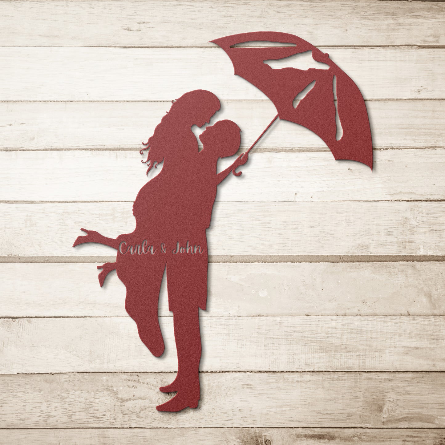 Personalized Couple Under Umbrella Metal Wall Art, Romantic Couples Sign, valentine Sign, Anniversary Gift