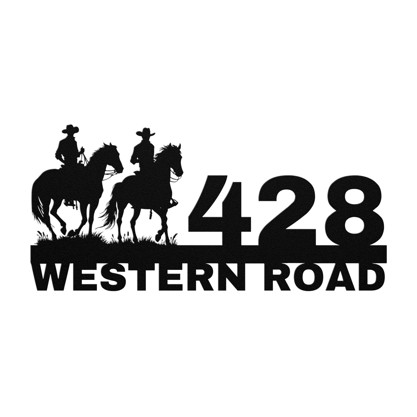 Personalized Cowboy Address Metal Sign, Custom Street Name Sign, Cowboy Home Number, Front Door Sign
