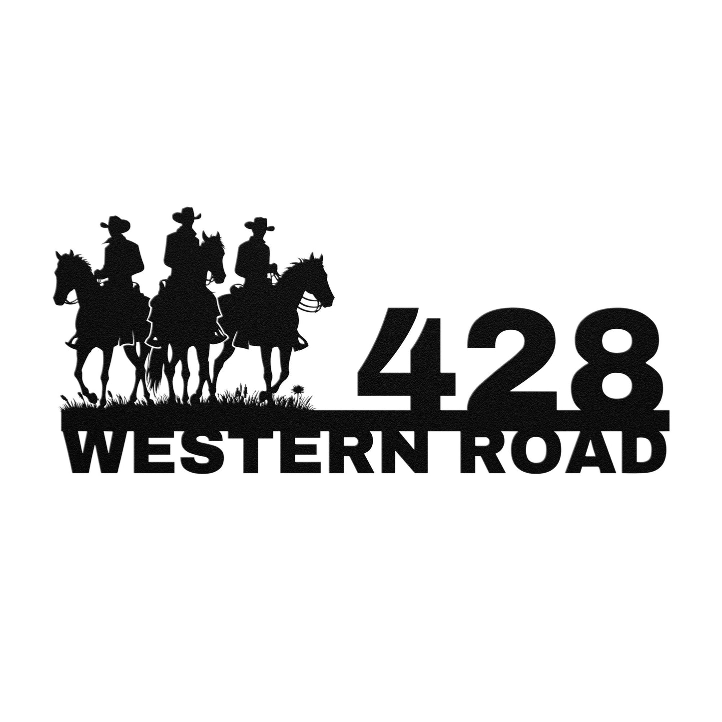 Personalized Cowboy Address Metal Sign, Custom Street Name Sign, Cowboy Home Number, Front Door Sign