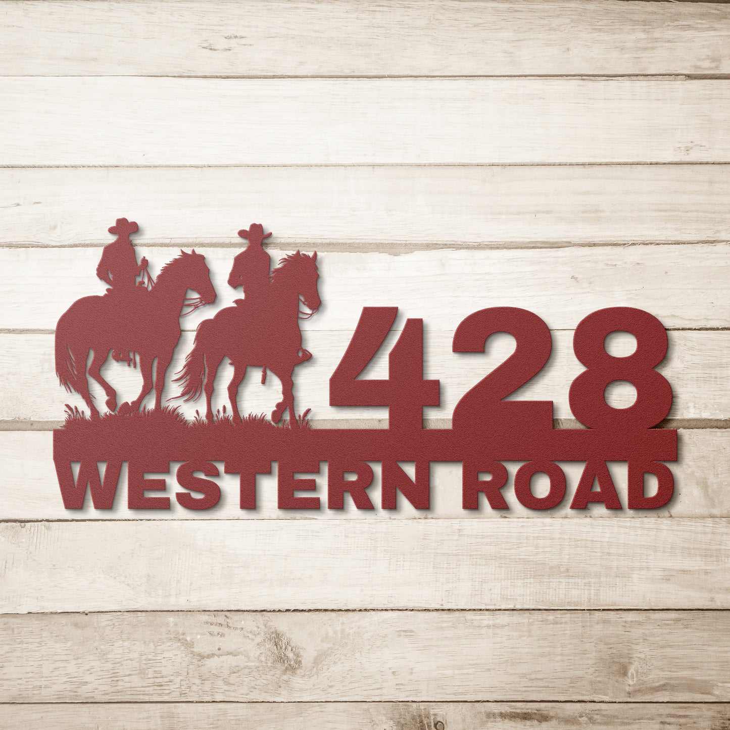Personalized Cowboy Address Metal Sign, Custom Street Name Sign, Cowboy Home Number, Front Door Sign