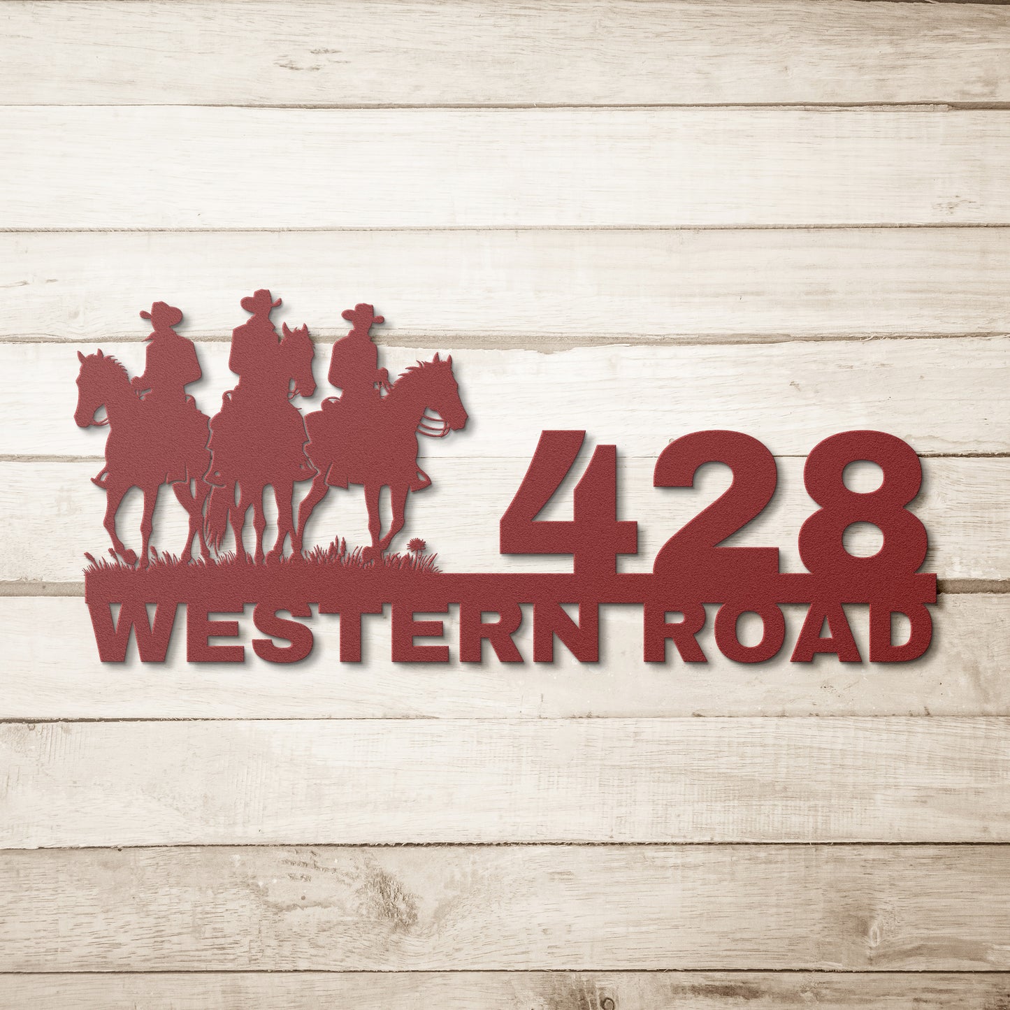 Personalized Cowboy Address Metal Sign, Custom Street Name Sign, Cowboy Home Number, Front Door Sign