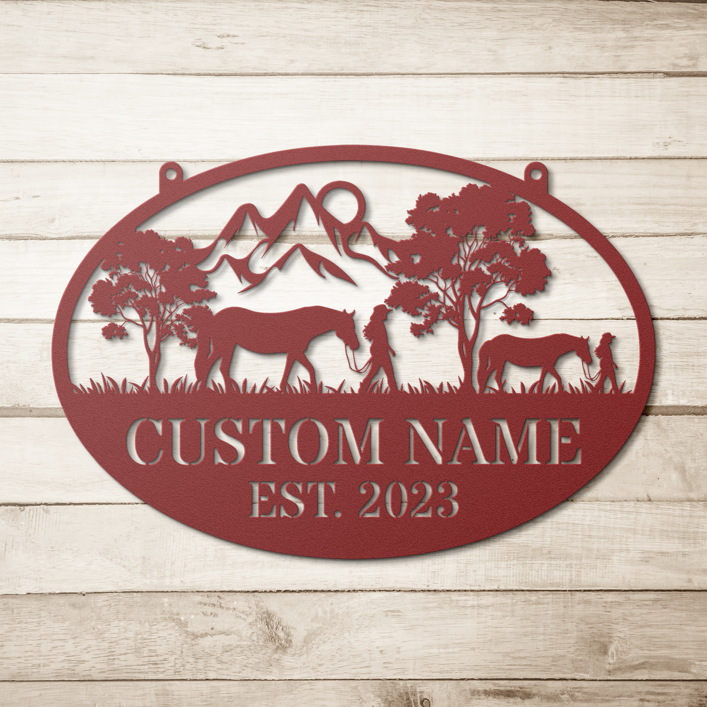 Personalized_Cowboy_Metal_Sign_Cowboy_M_Red_Simple_Wood_BKGD_Mockup.png