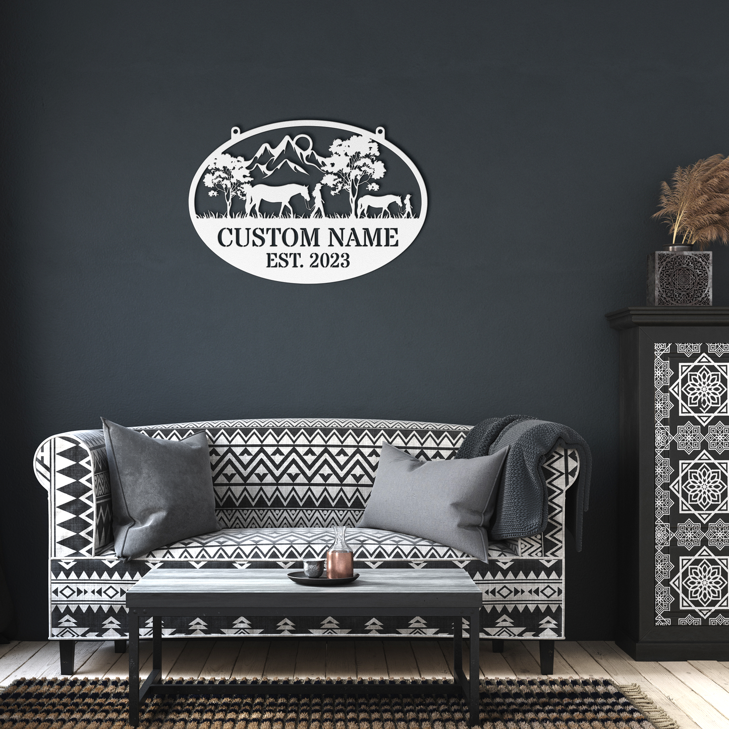 Personalized_Cowboy_Metal_Sign_Cowboy_M_White_Dark_Living_Room_Mockup.png