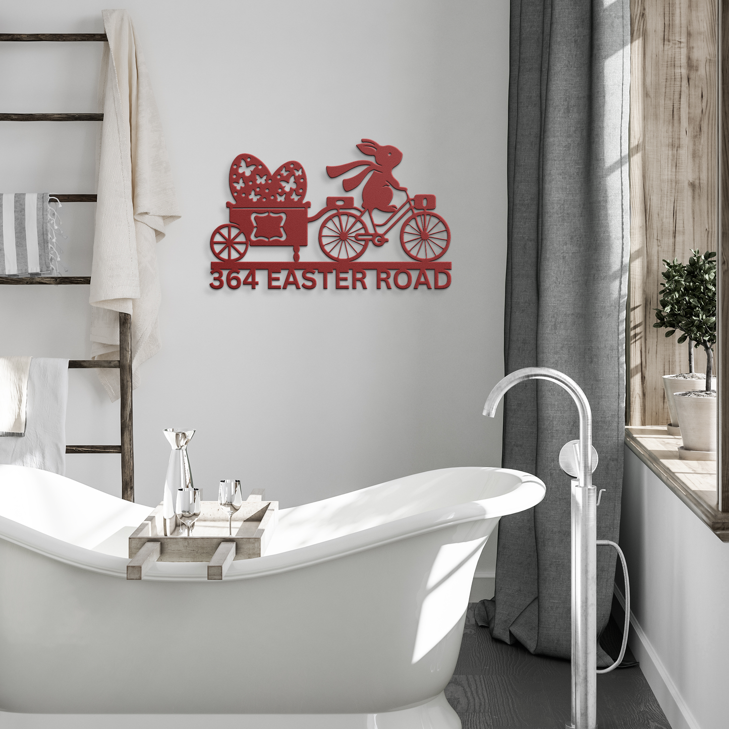 Personalized_Easter_Address_Sign_Custom_Red_Modern_Bathroom_Mockup.png
