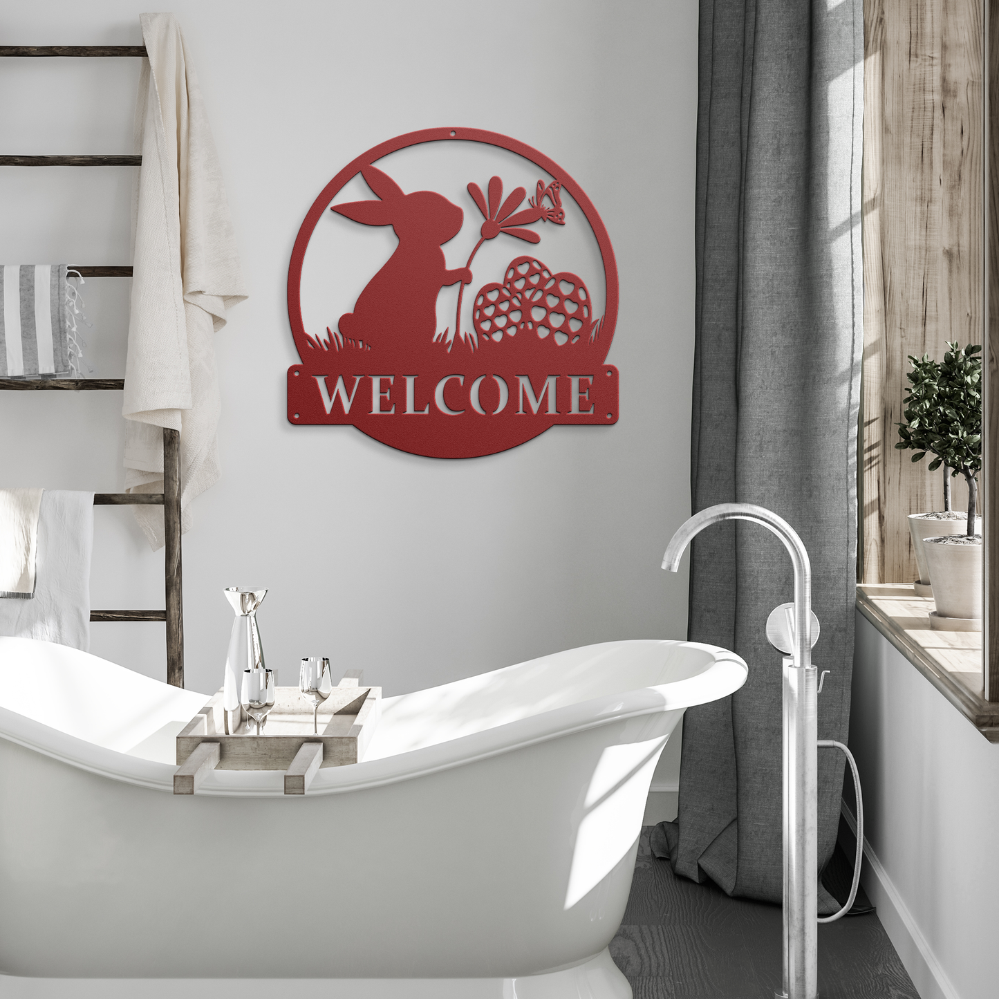 Personalized_Easter_Bunny_Metal_Sign_Ea_Red_Modern_Bathroom_Mockup.png