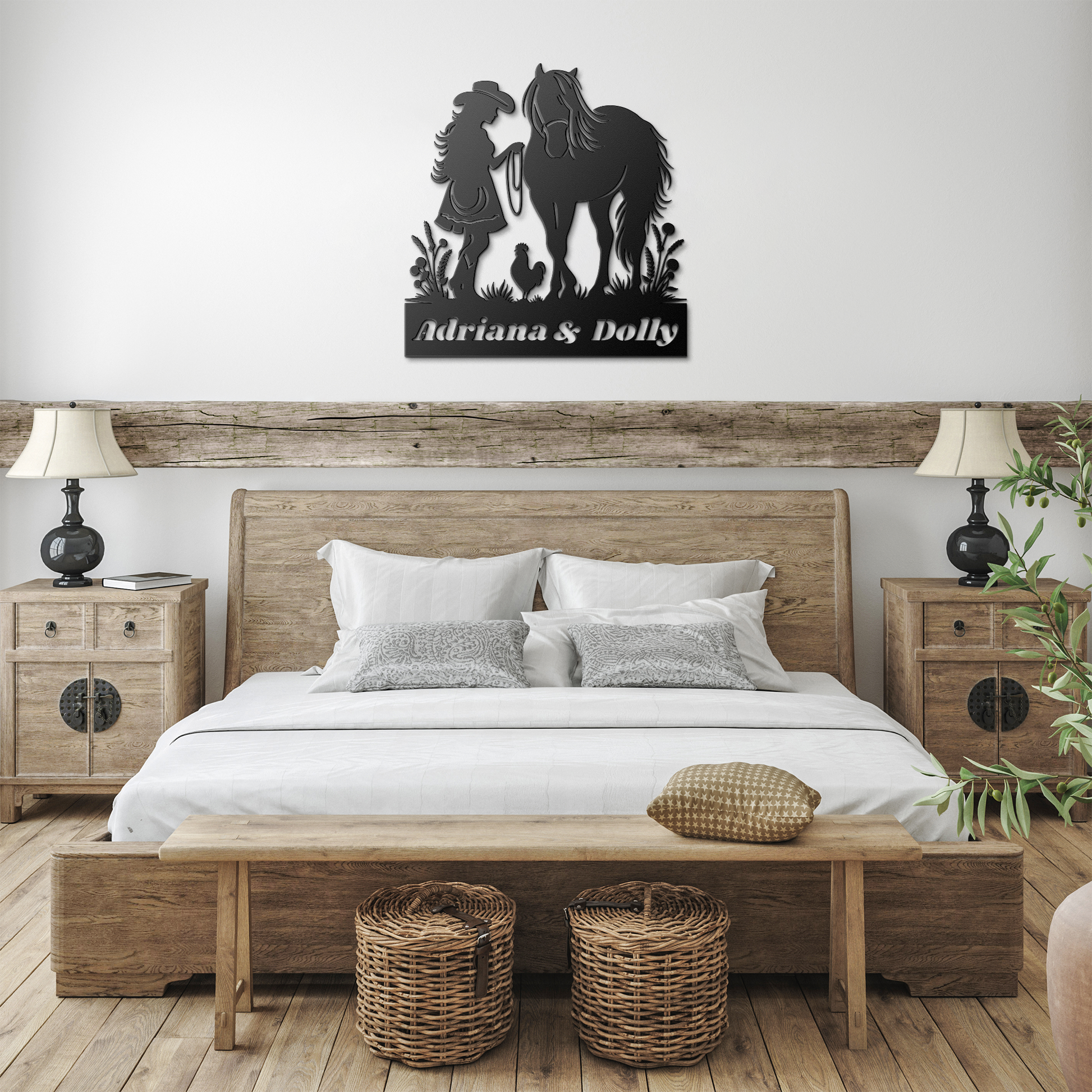 Personalized_Horse_and_Girl_Metal_Sign__Black_Farmhouse_Bedroom_Mockup.png