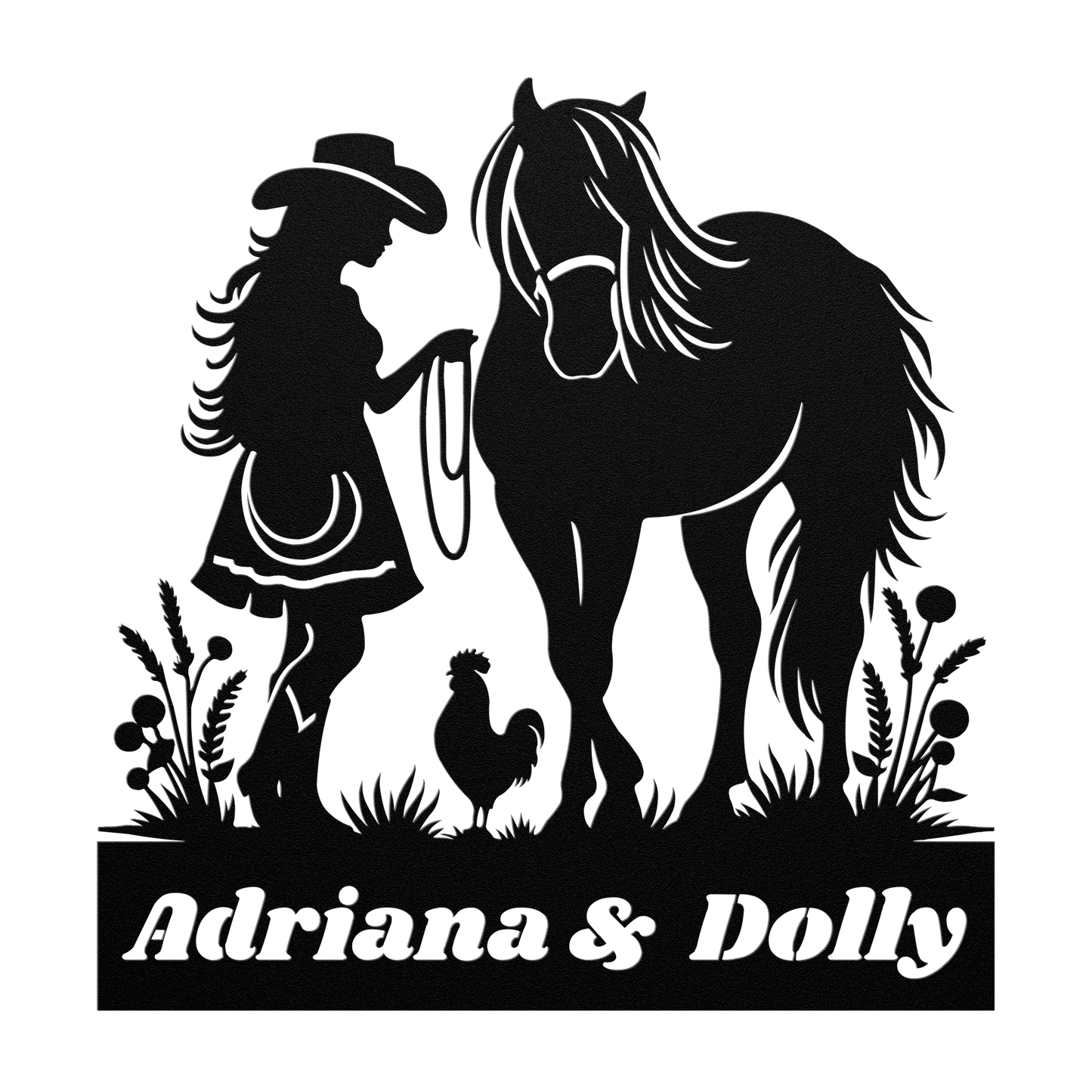 Personalized_Horse_and_Girl_Metal_Sign__Black_Transparent_Mockup.png