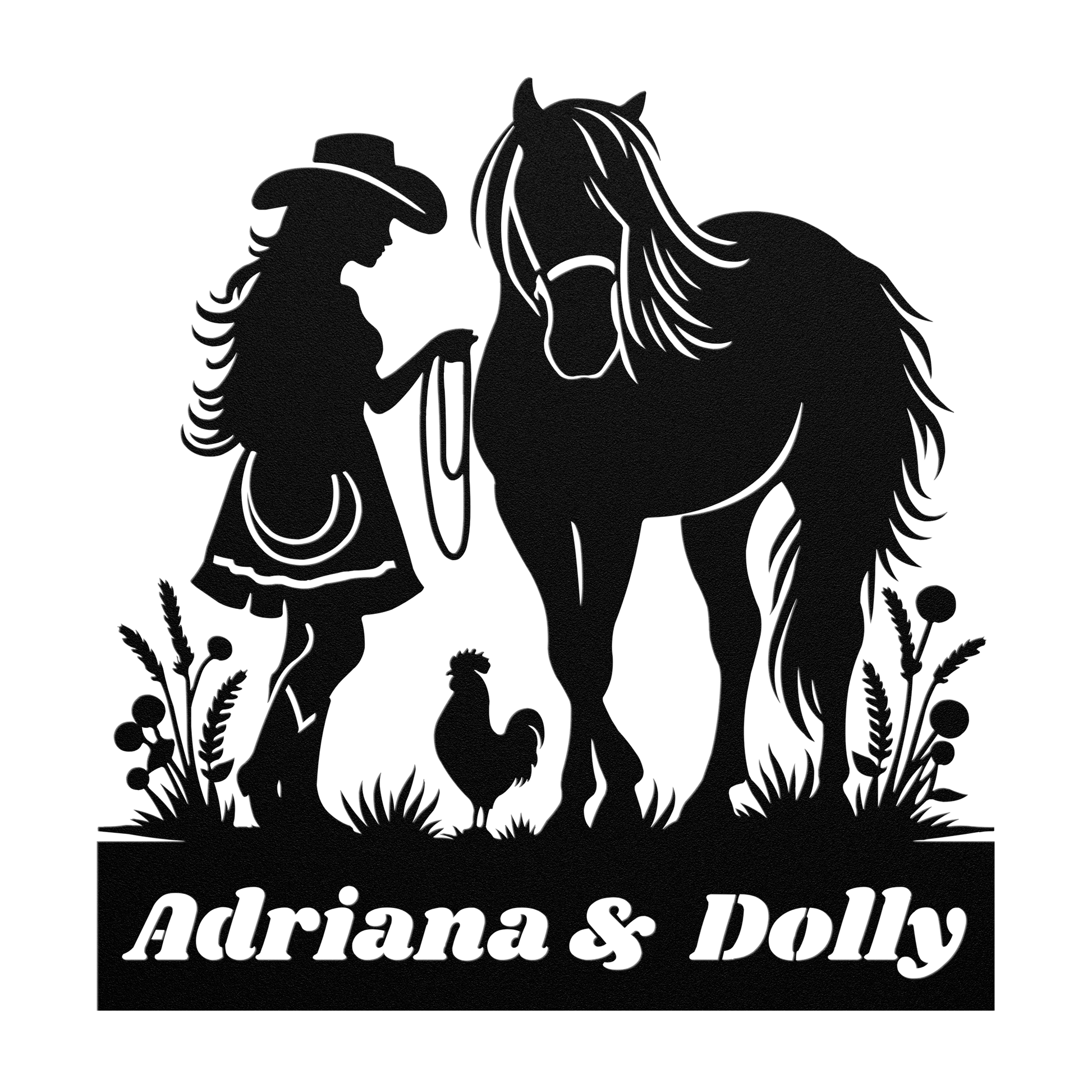 Personalized_Horse_and_Girl_Metal_Sign__Black_Transparent_Mockup.png