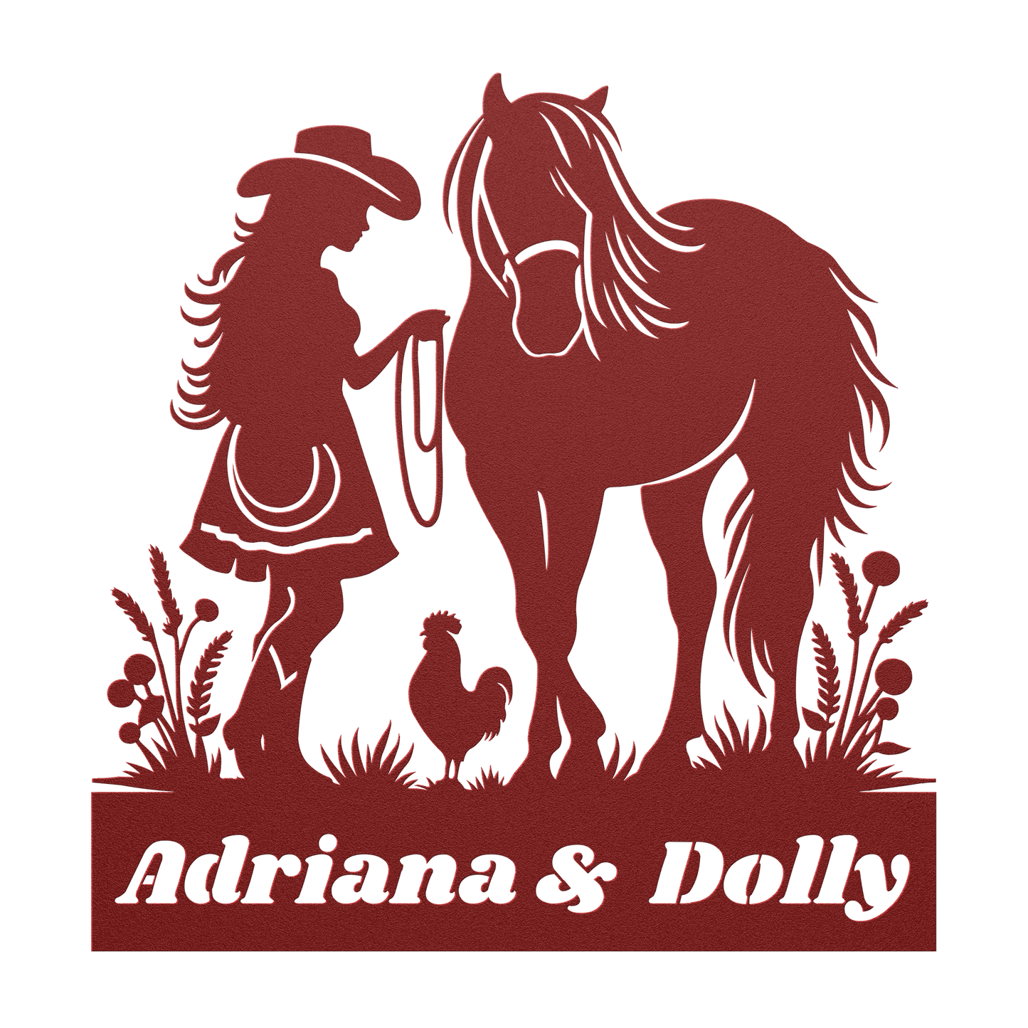 Personalized_Horse_and_Girl_Metal_Sign__Red_Transparent_Mockup.png