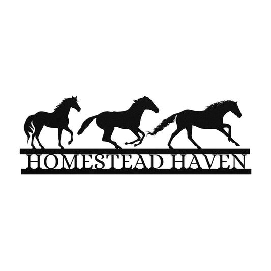 Personalized Metal Ranch Sign, Can be used as a front door address sign, Custom Horse Ranch Sign, Horse Farm Decor, Barn and Horse Stall Sign,