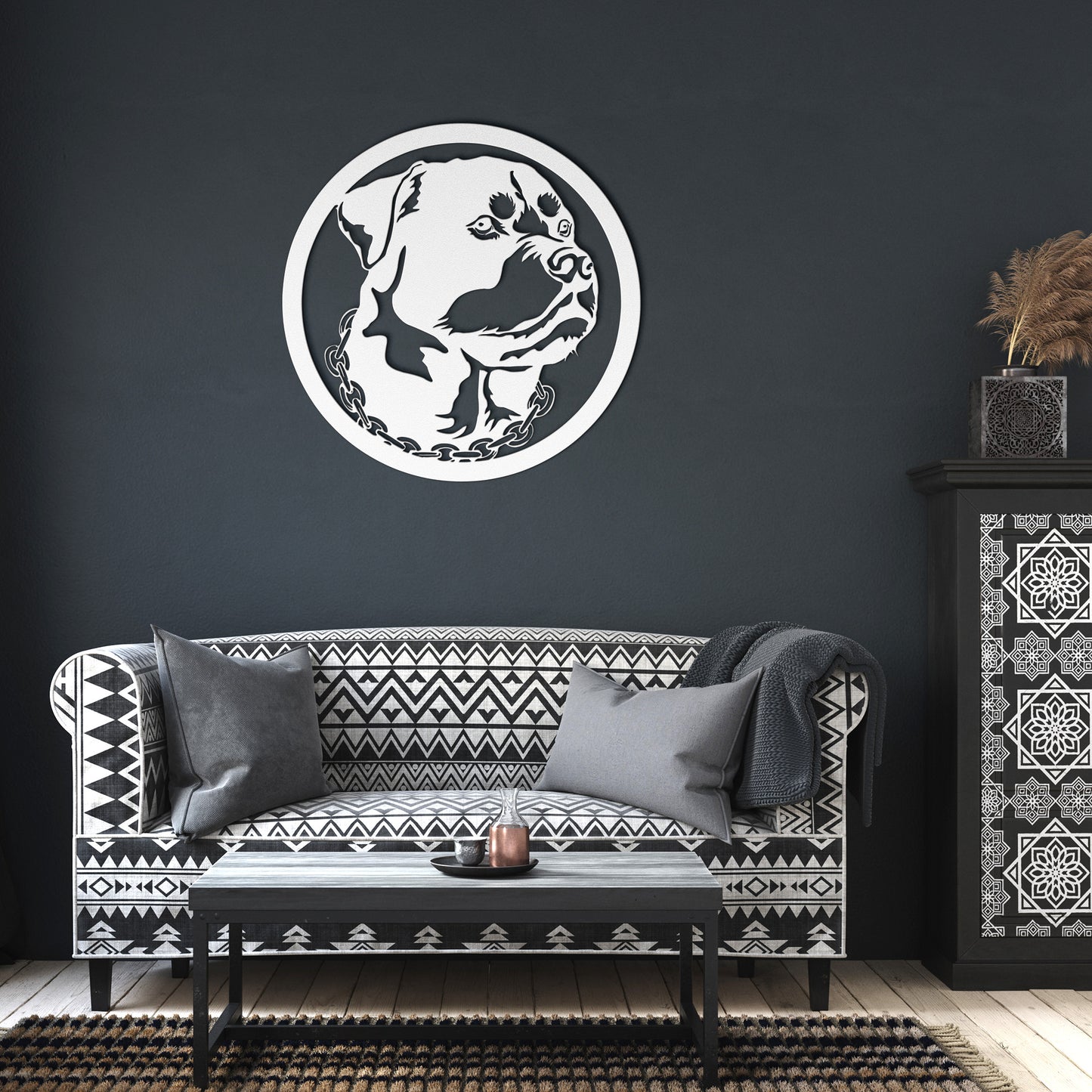 Rotweiler Dog Silhouette Metal Sign, Gift for Dog Lovers, metal wall art home decor