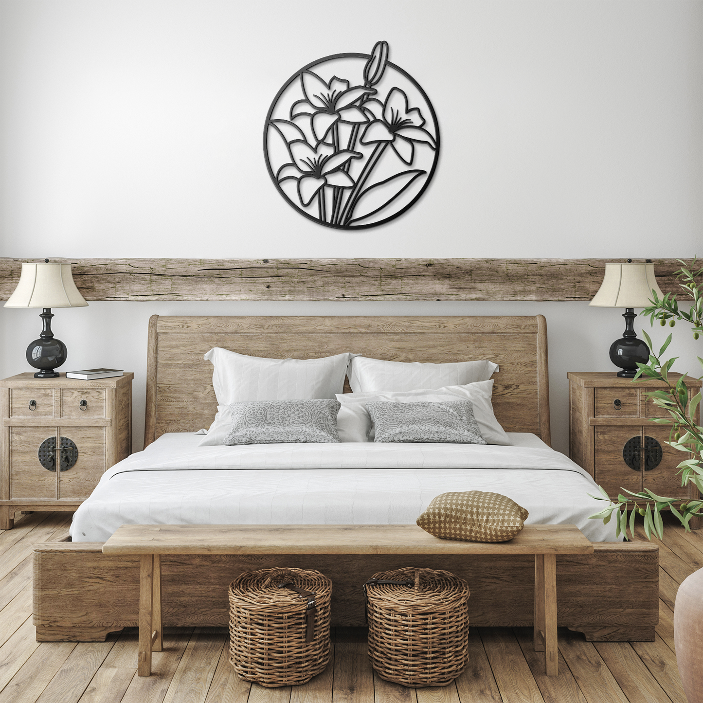 Round_Floral_Metal_Sign_Flower_Theme_Ga_Black_Farmhouse_Bedroom_Mockup.png