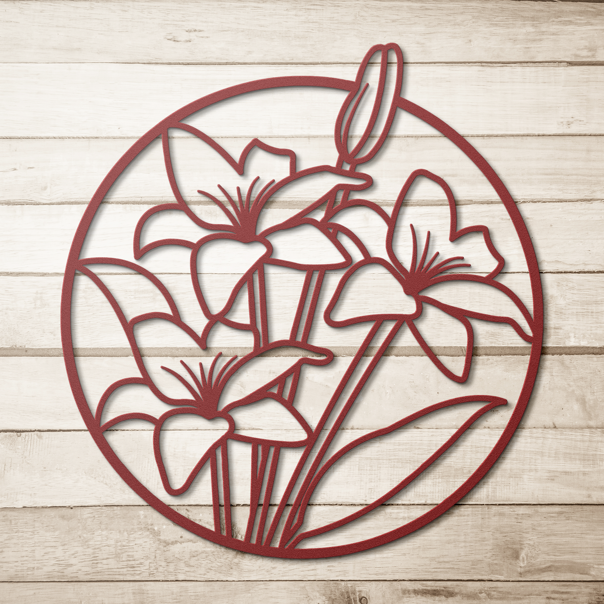Round_Floral_Metal_Sign_Flower_Theme_Ga_Red_Simple_Wood_BKGD_Mockup.png