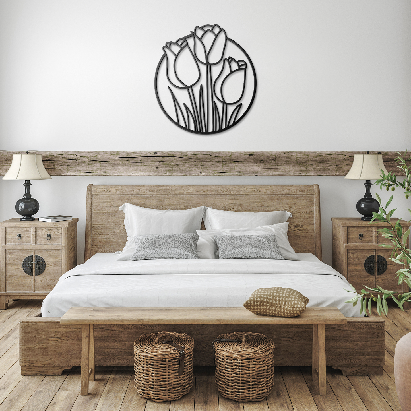Round_Tulip_Metal_Sign_Flower_Theme_Gar_Black_Farmhouse_Bedroom_Mockup.png
