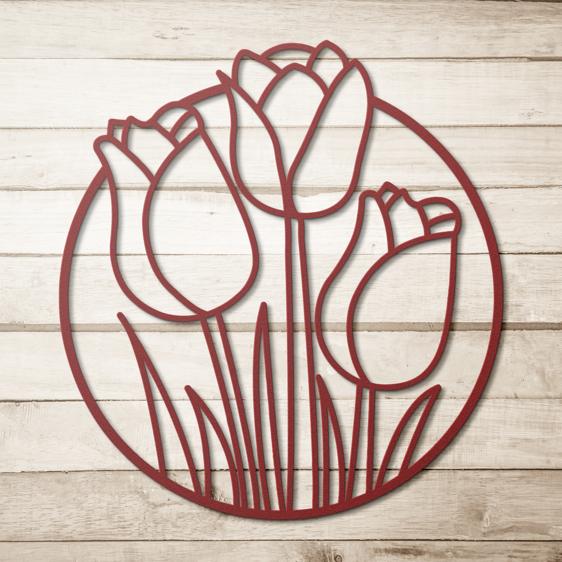 Round_Tulip_Metal_Sign_Flower_Theme_Gar_Red_Simple_Wood_BKGD_Mockup.png