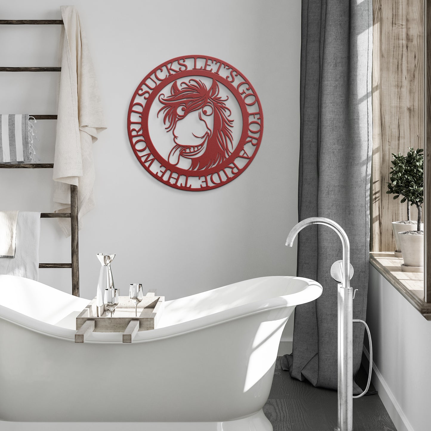 THE WORLD SUCKS LET'S GO FOR A RIDE METAL SIGN