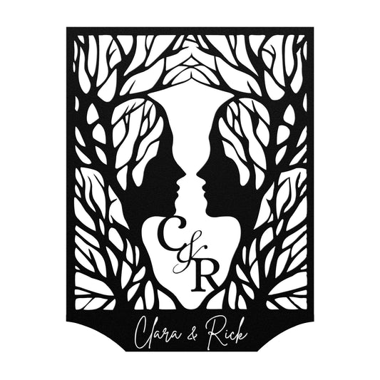 Tree Panel Girl Friend Boy Friend Metal Sign, Valantine Gift For Couples, Anniversary Gift For Couples.