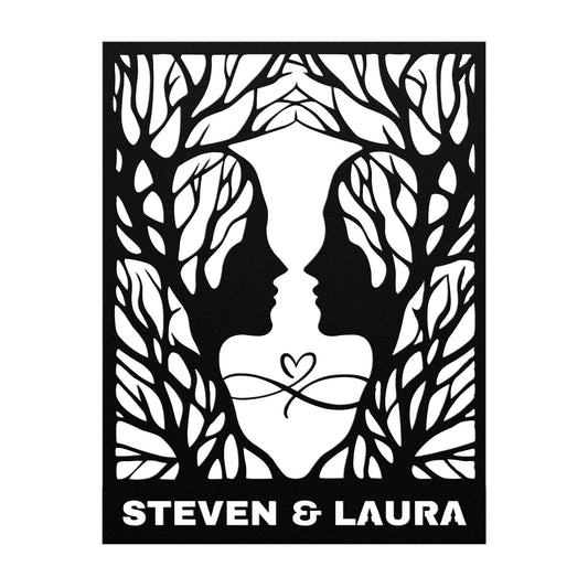 Tree Panel Girl Friend Boy Friend Metal Sign, Valantine Gift For Couples, Anniversary Gift For Couples.