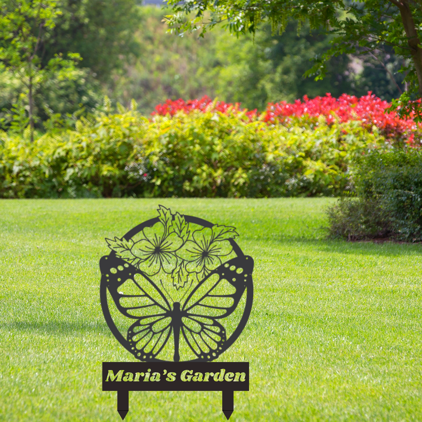 Custom Metal Garden Sign, Personalized Butterfly Garden Sign, Garden Flower Sign, Garden Decor, Yard Art