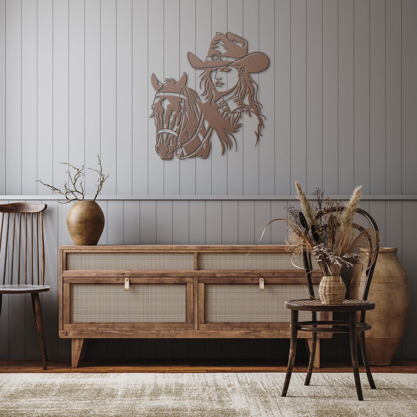 Western_Cowboy_Girl_Horse_Metal_Sign_Copper_Rustic_Hallway_Mockup.png