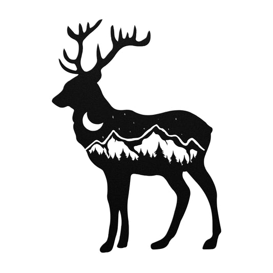 Wilderness deer Cabin Sign, Front Door Sign, Forest buck Scene Metal Wall Art, deer Mountain Wall Decor