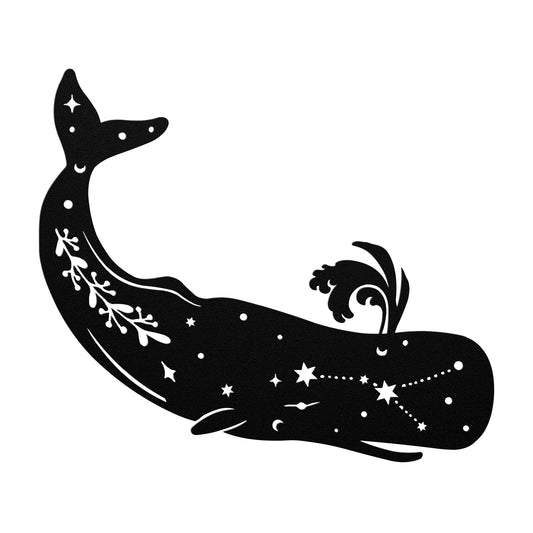 celestial Whale metal sign, Celestial Art, Home Decor, Metal Sign Wall Art