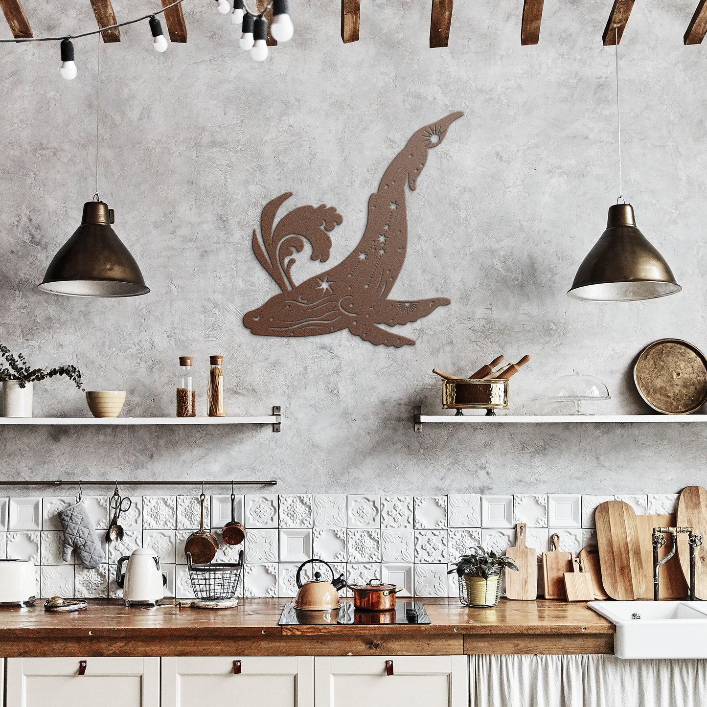 celestial Whale metal sign, Celestial Art, Home Decor, Metal Sign Wall Art