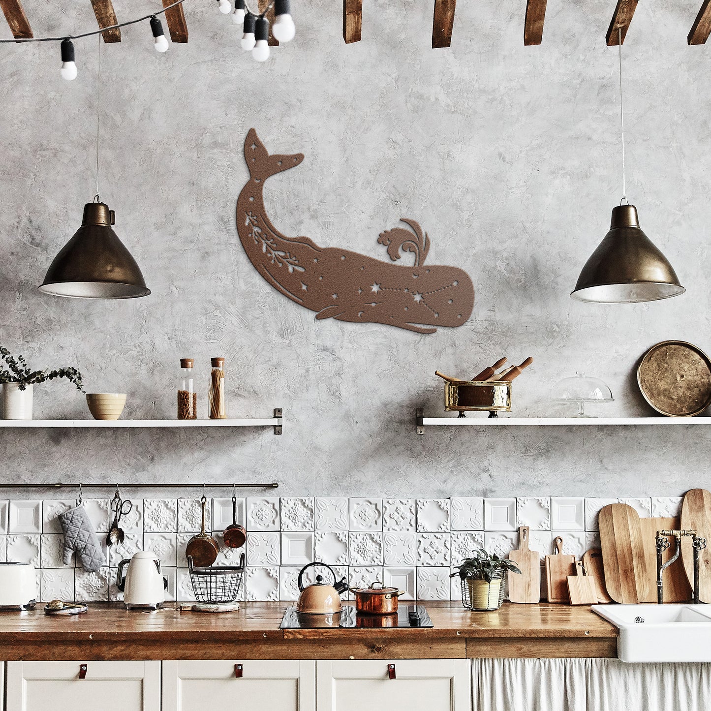 celestial Whale metal sign, Celestial Art, Home Decor, Metal Sign Wall Art